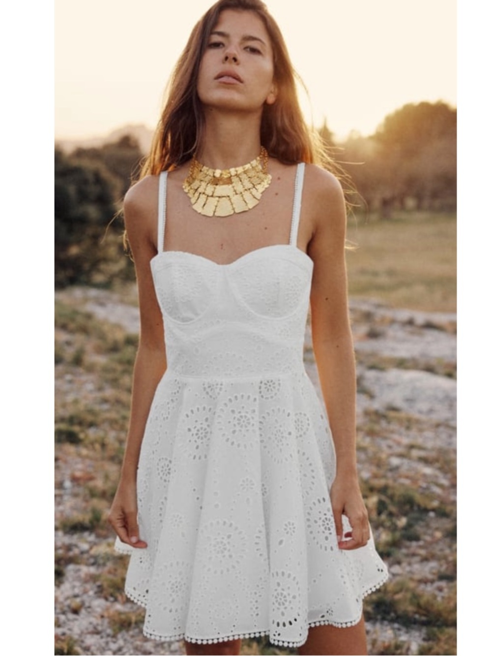 Zara White embroidered dress